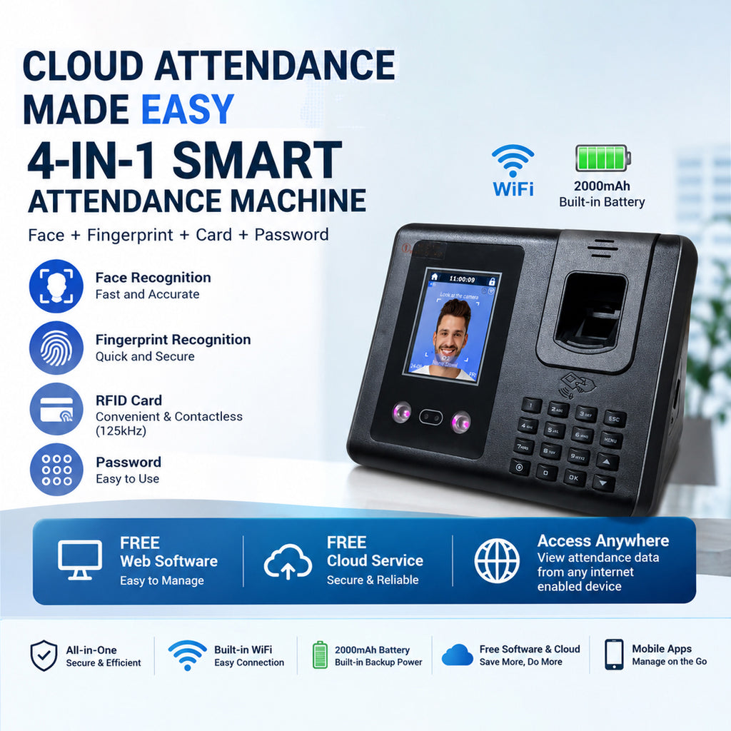 Free Cloud Web Based WiFi Facial Face Time Attendance System Employee Workforce Fingerprint Time Clock Management Solution